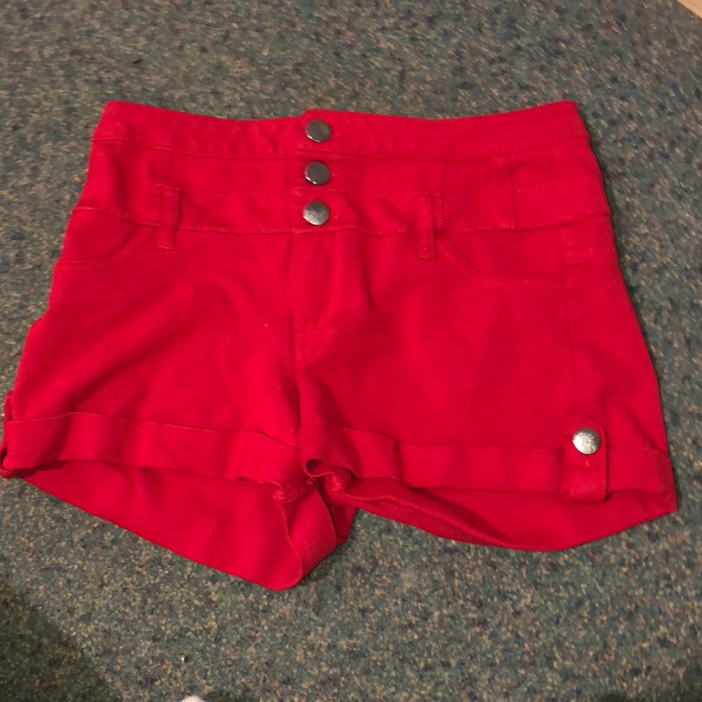 Red high waist shorts